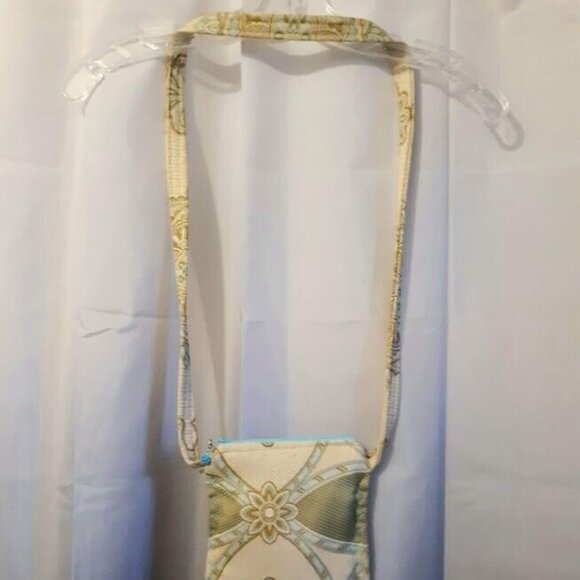 New Coastal Tapestry Sling Crossbody Purse Bag Ivory Sage Blue Boho pouch purse - Picture 7 of 10